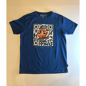 Size Youth Large Nintendo Super Mario‎ Bros QR Code Jumping Graphic T-Shirt Blue